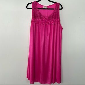 Women’s Leti Fashions Bright Pink Sleeveless Polyester NightgownXL